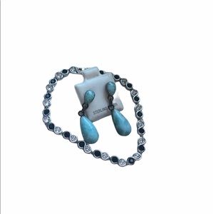 NWOT turquoise marble earrings & crystal bracelet